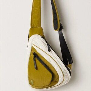 Free People FP Movement Cold Shoulder Sling Bag Casual Athleisure Gorpcore Green